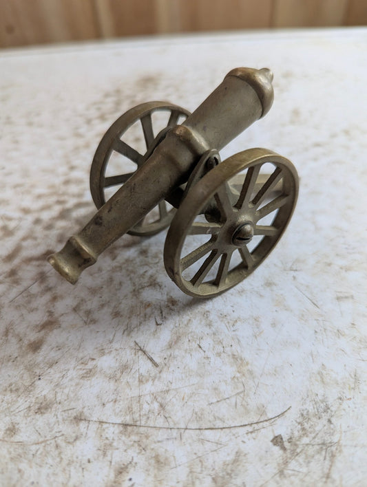 Vintage 5" Brass Miniature Cannon Desk Toy