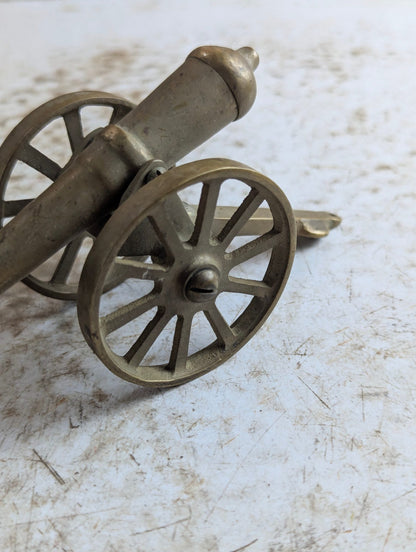 Vintage 5" Brass Miniature Cannon Desk Toy