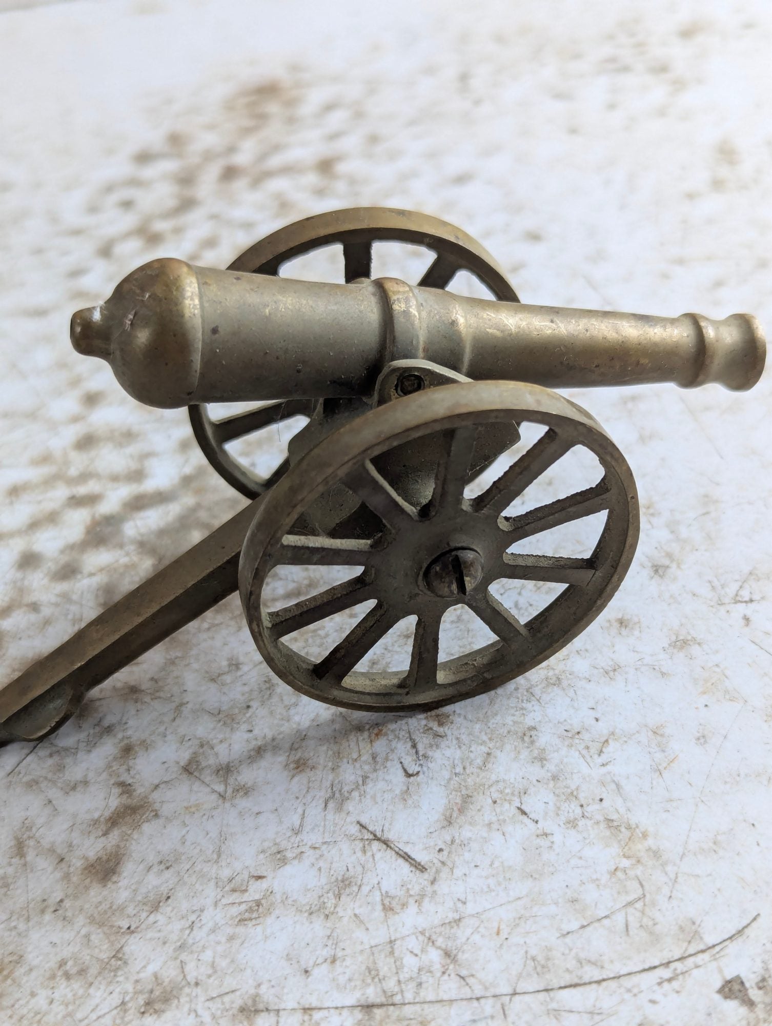 Vintage 5" Brass Miniature Cannon Desk Toy