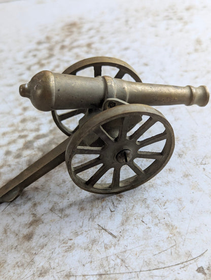 Vintage 5" Brass Miniature Cannon Desk Toy