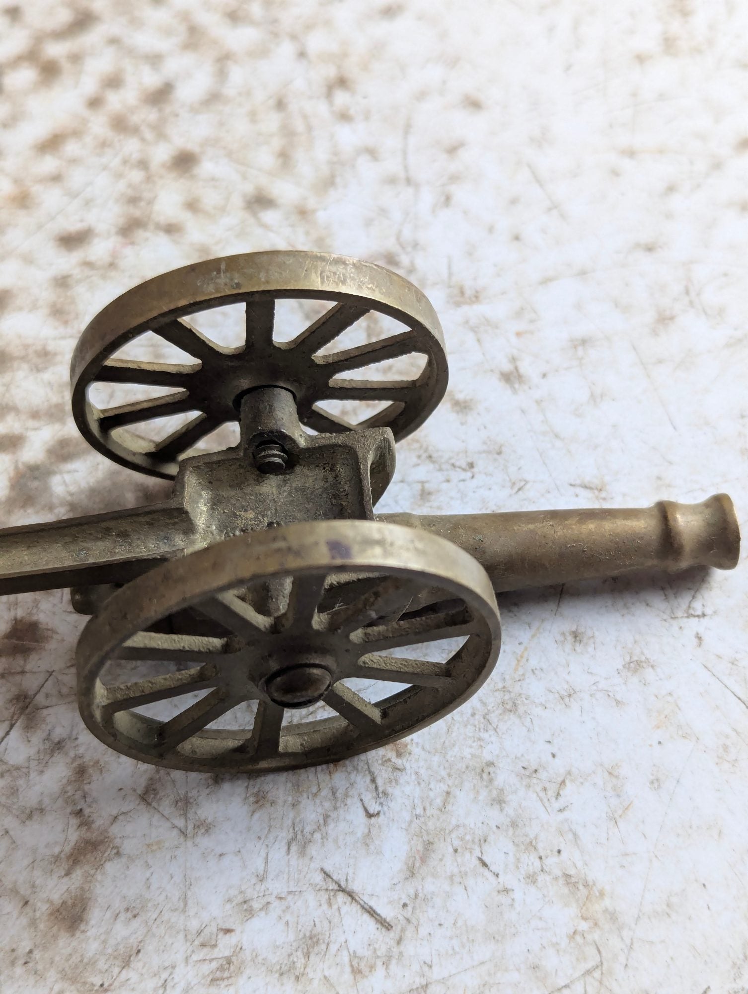Vintage 5" Brass Miniature Cannon Desk Toy