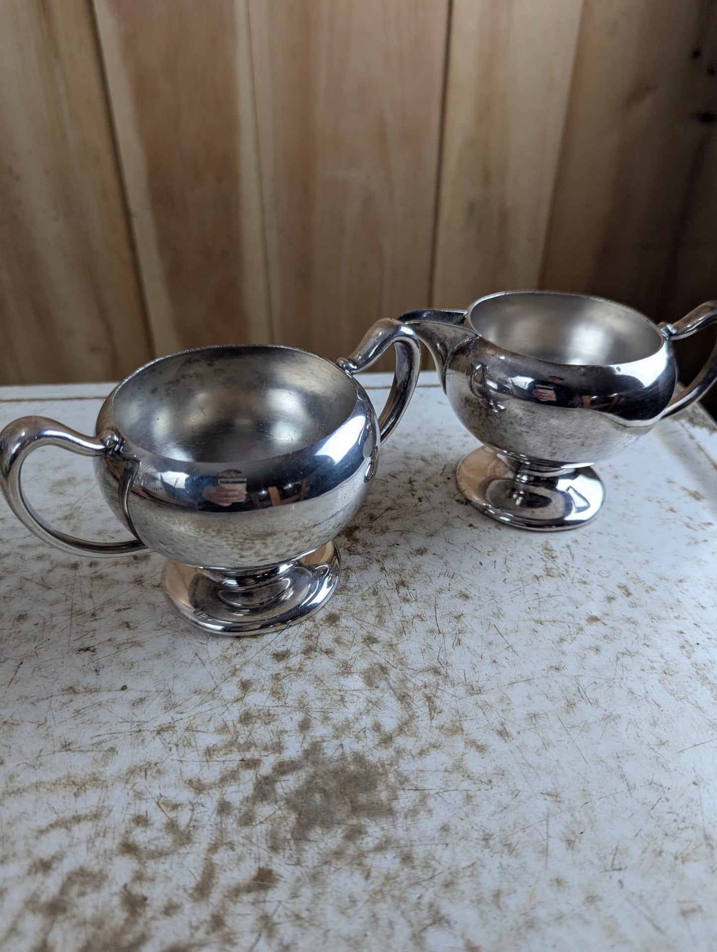 Vintage Forbes Silver-plated creamer and open sugar bowl set
