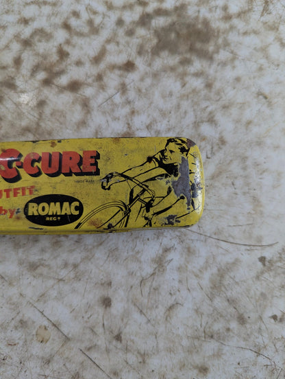 Vintage Romac Cure-C-Cure Bicycle Tire Puncture Repair Kit Tin