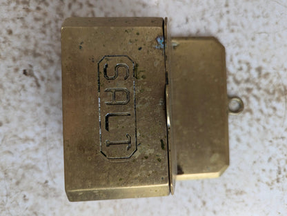 Vintage Wall-Mounted Brass Salt Box Container