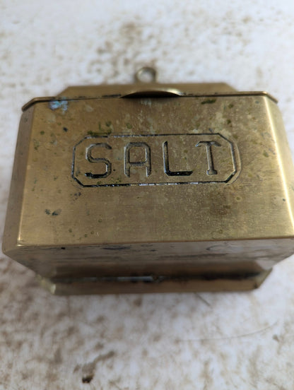 Vintage Wall-Mounted Brass Salt Box Container
