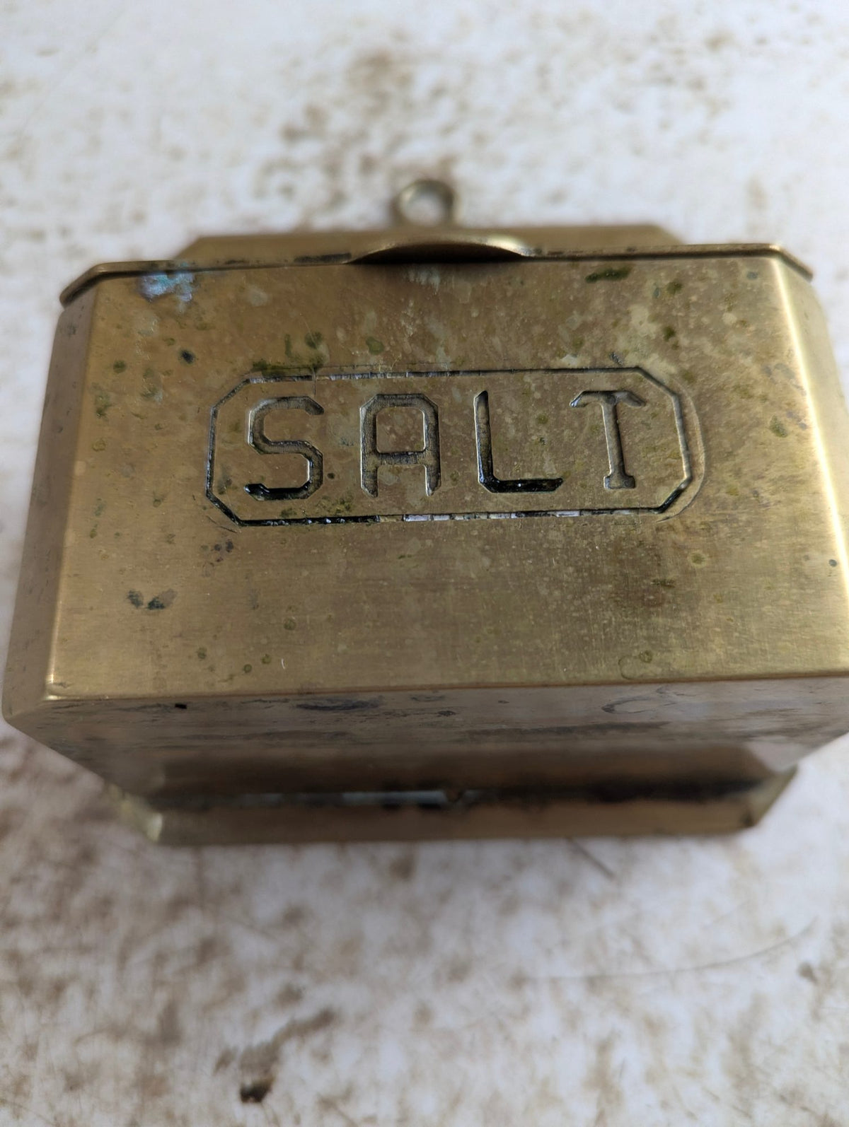 Vintage Wall-Mounted Brass Salt Box Container