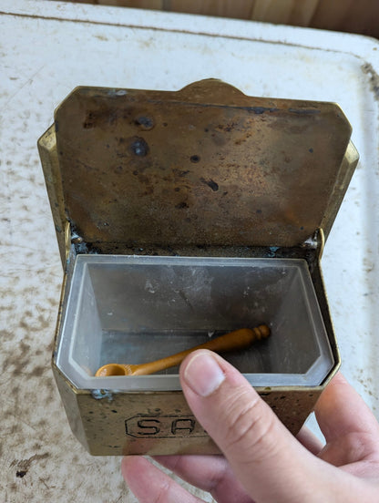 Vintage Wall-Mounted Brass Salt Box Container