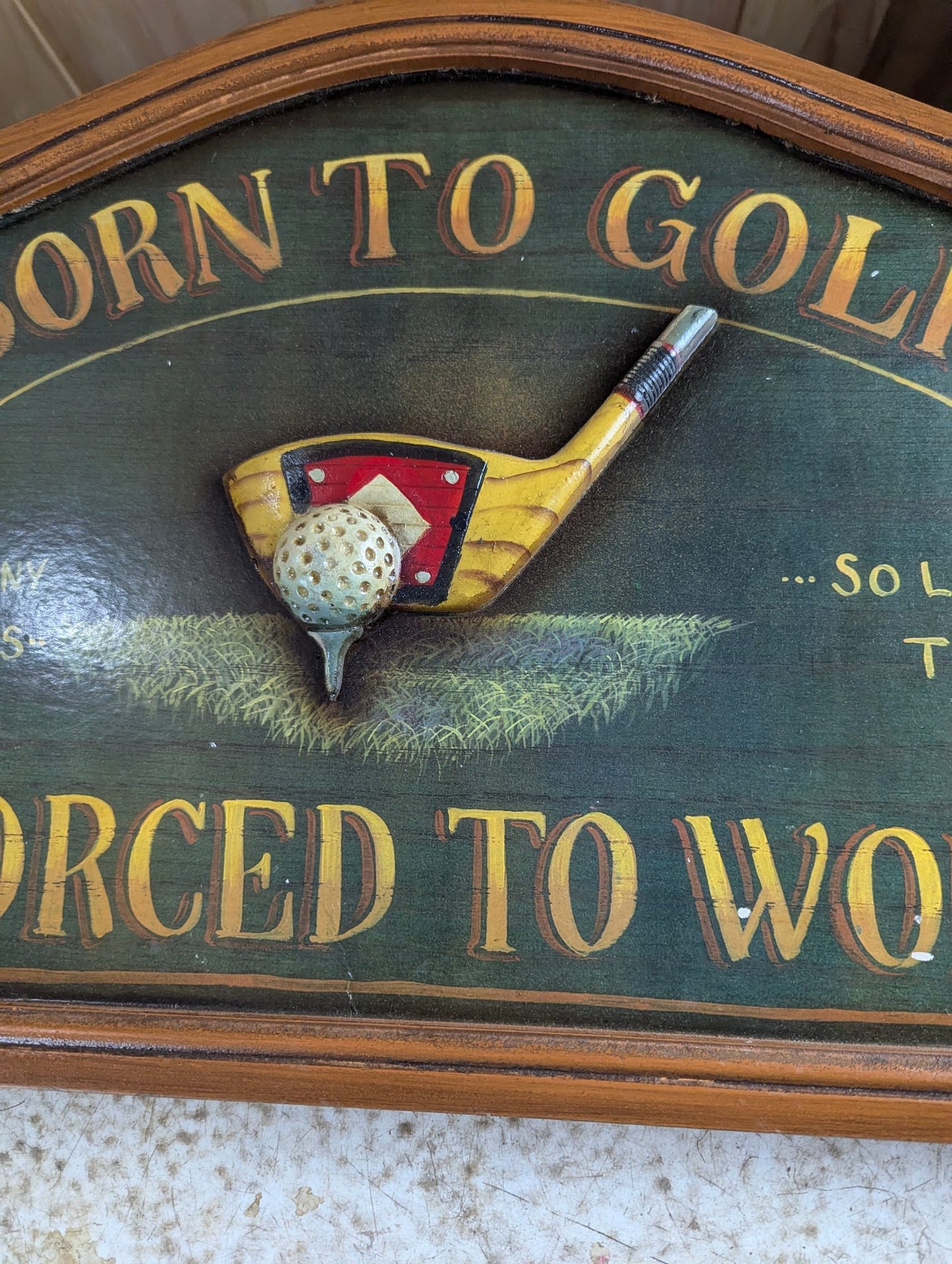 Wood Hand-painted 'Born to Golf' Novelty Sign 22" x 15"