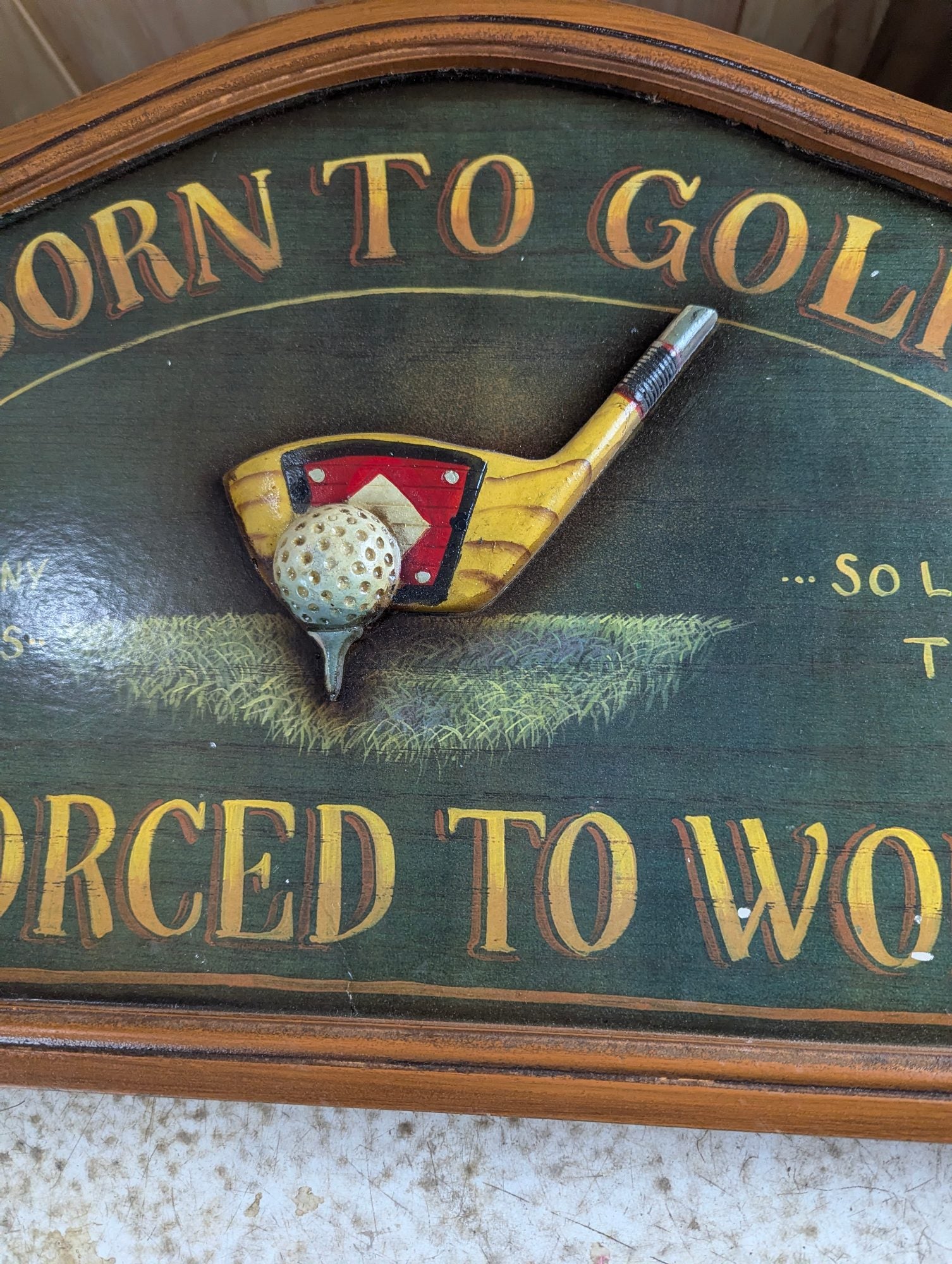 Wood Hand-painted 'Born to Golf' Novelty Sign 22" x 15"