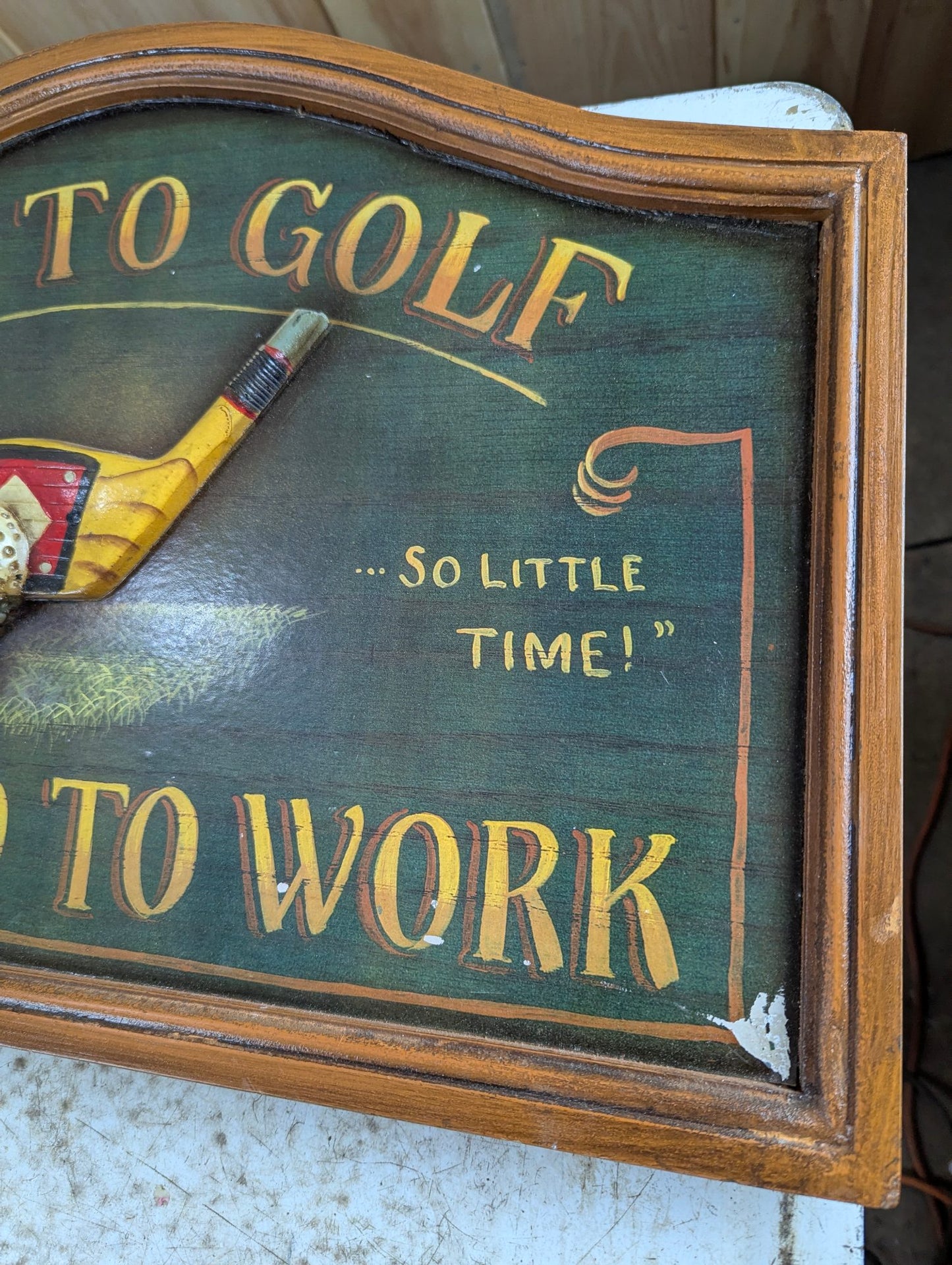 Wood Hand-painted 'Born to Golf' Novelty Sign 22" x 15"