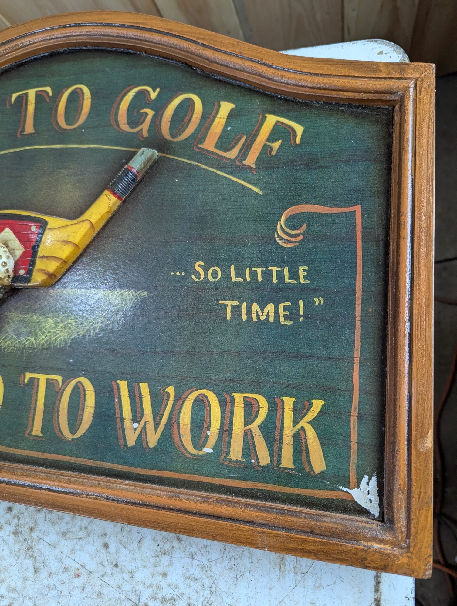 Wood Hand-painted 'Born to Golf' Novelty Sign 22" x 15"