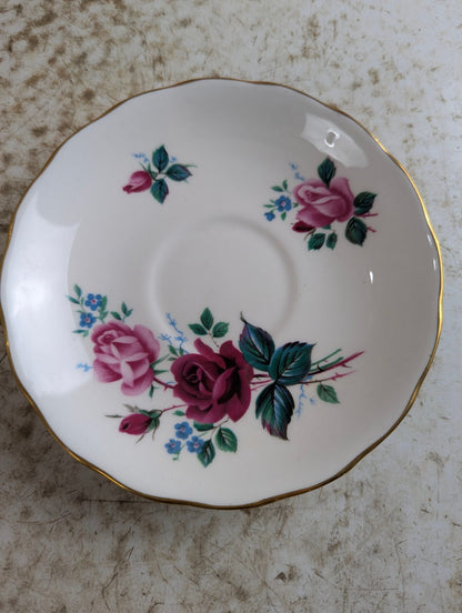 Vintage Queen Anne #8295 Bone China Roses Teacup and Saucer Set
