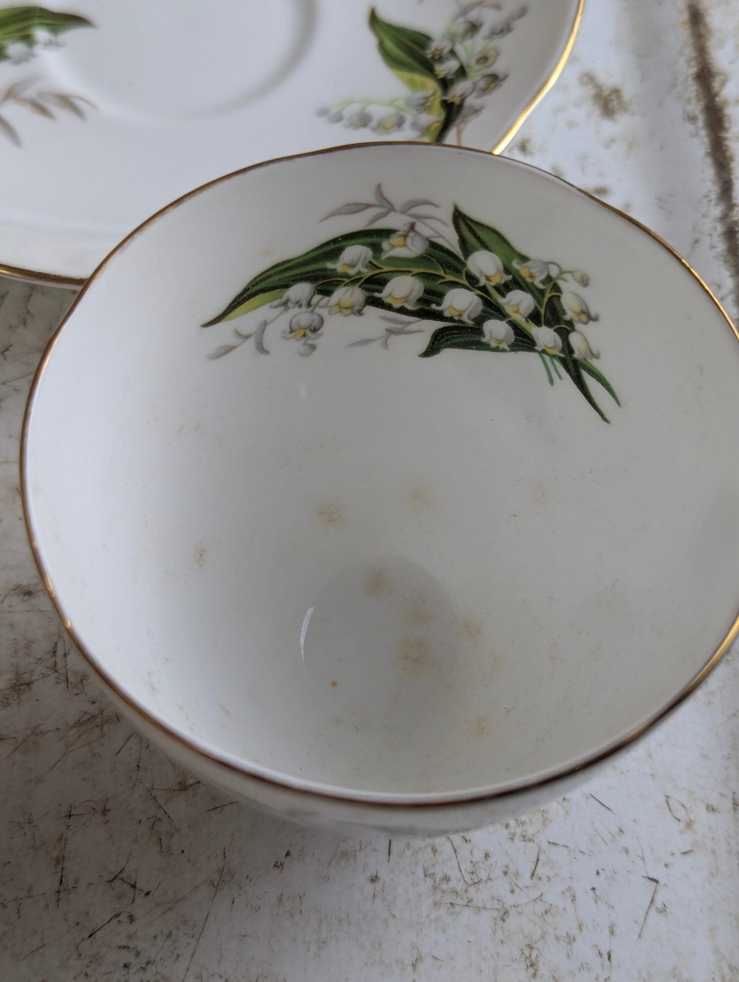 Vintage Adderley Bone China Lily of the Valley Teacup and Saucer Set