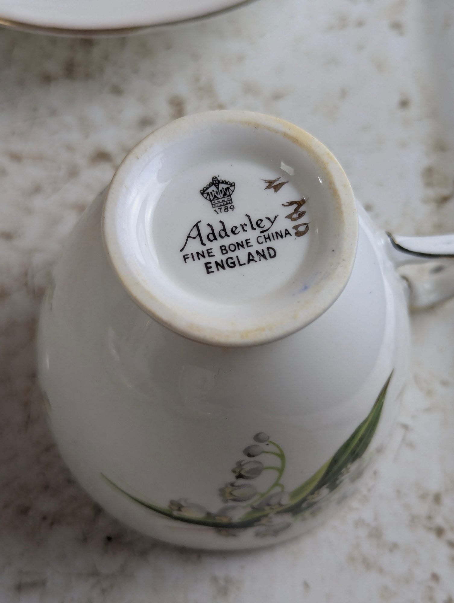 Vintage Adderley Bone China Lily of the Valley Teacup and Saucer Set