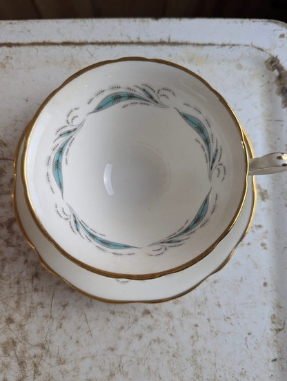 Vintage Foley Bone China Pine Spray Teacup and Saucer Set