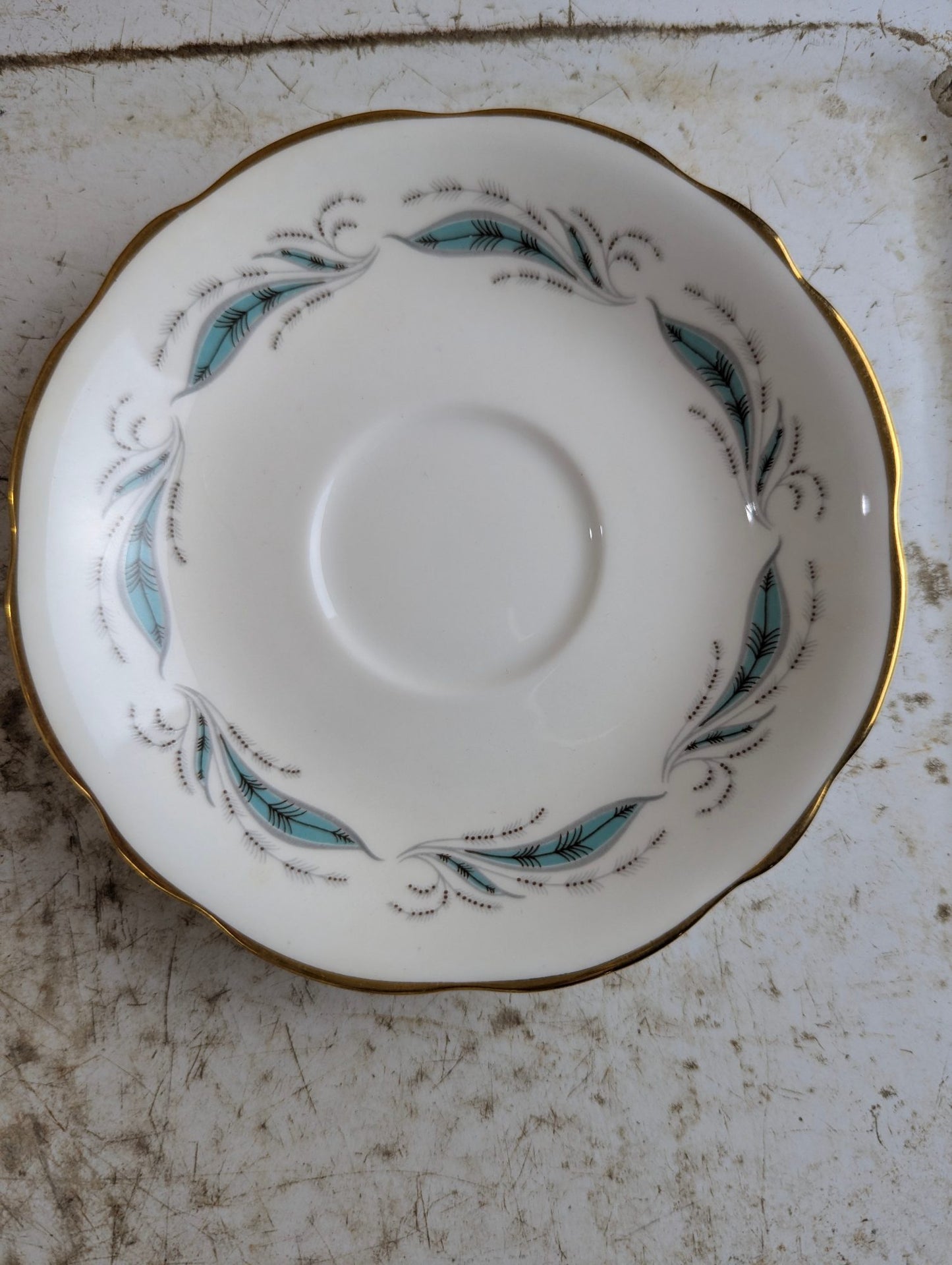 Vintage Foley Bone China Pine Spray Teacup and Saucer Set