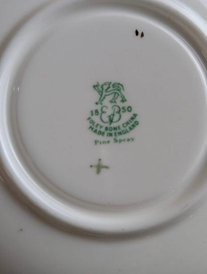 Vintage Foley Bone China Pine Spray Teacup and Saucer Set