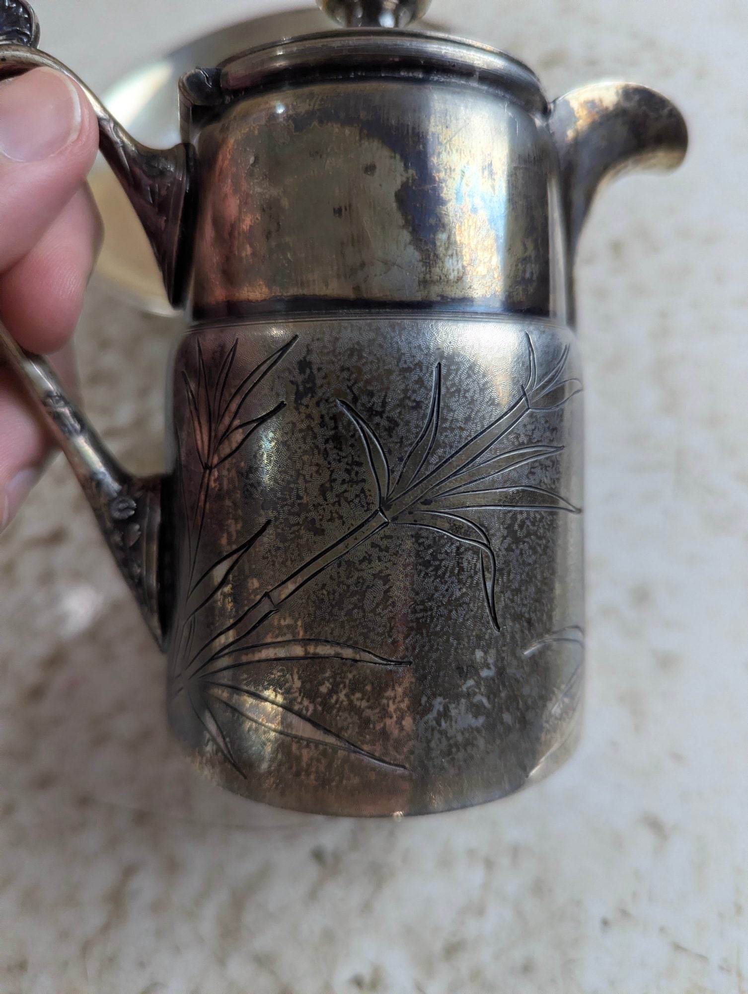 Antique Reed and Barton Silver-plated Lidded Hotel Pitcher and Saucer Set