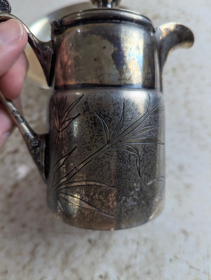 Antique Reed and Barton Silver-plated Lidded Hotel Pitcher and Saucer Set