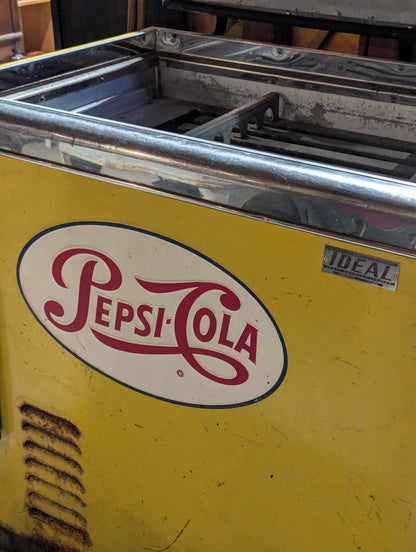 1950s Yellow Ideal 55 Pepsi-Cola Slider Vending Machine