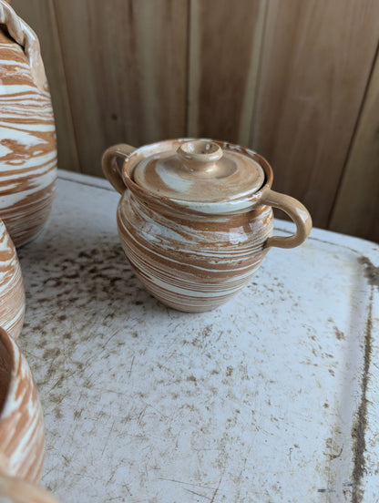 1960s Agateware 7-Piece Studio Pottery Set