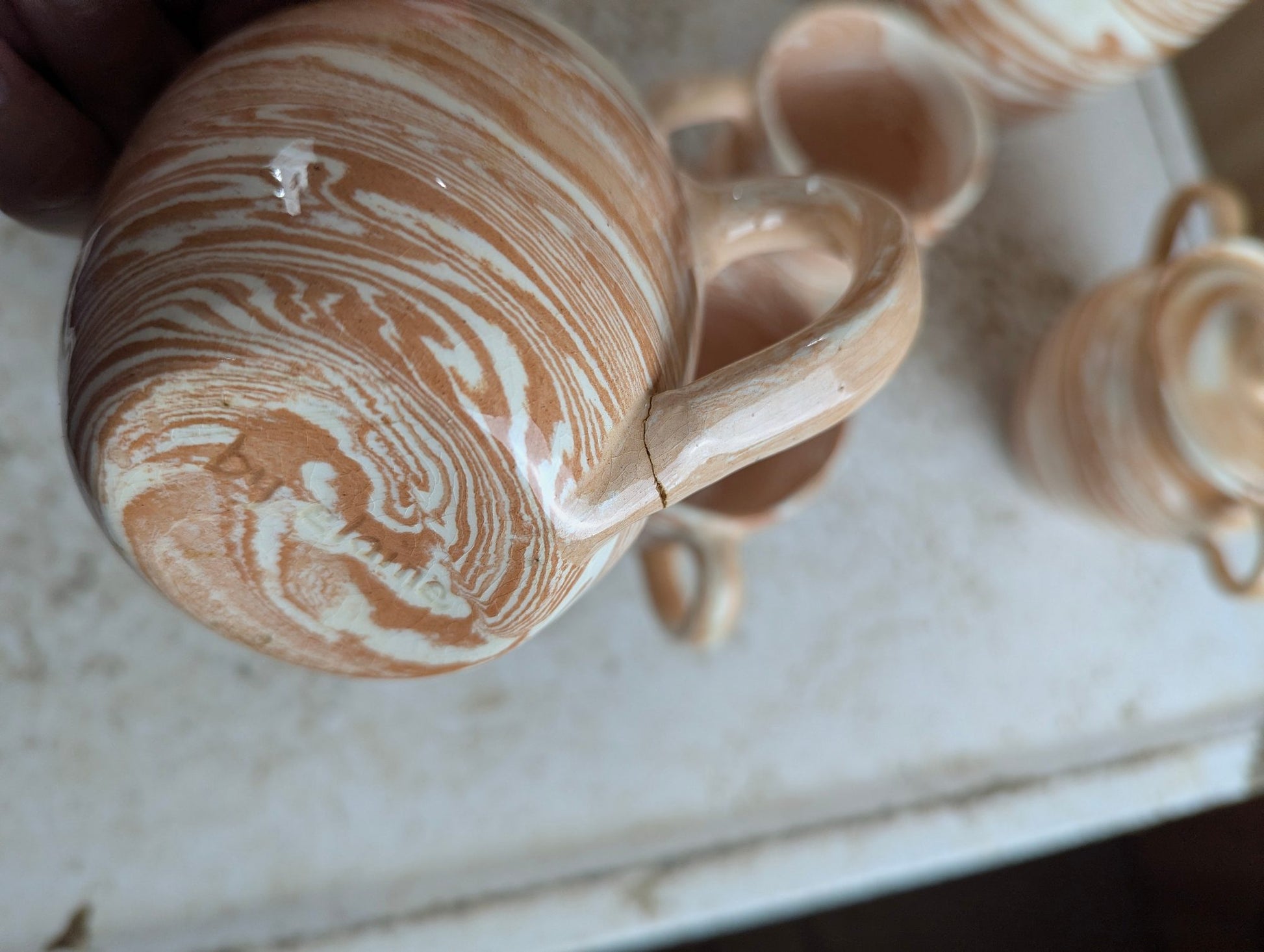 1960s Agateware 7-Piece Studio Pottery Set