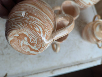 1960s Agateware 7-Piece Studio Pottery Set