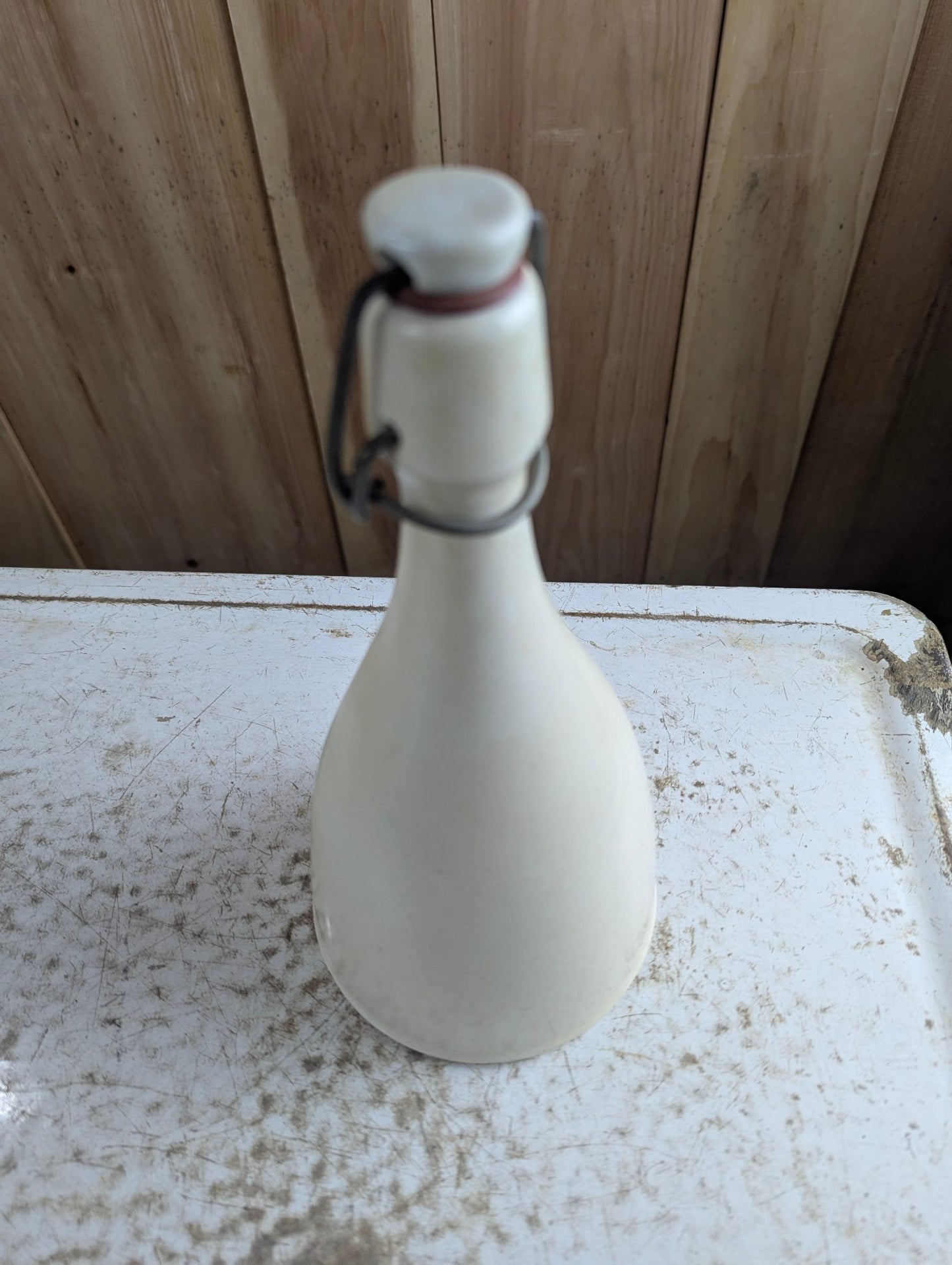 Vintage Stoneware Apple Design Milk Bottle