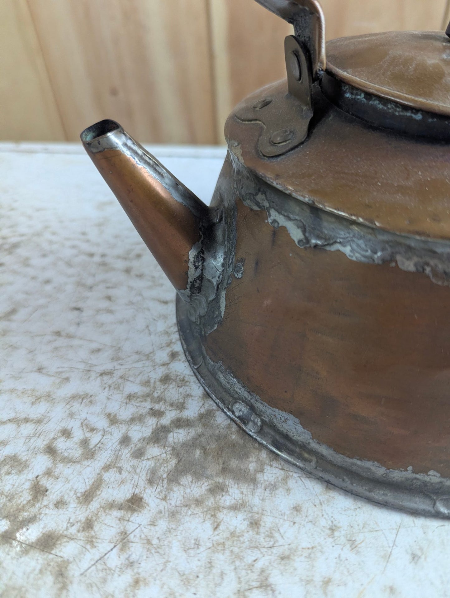 Antique Rustic Handmade Copper Kettle