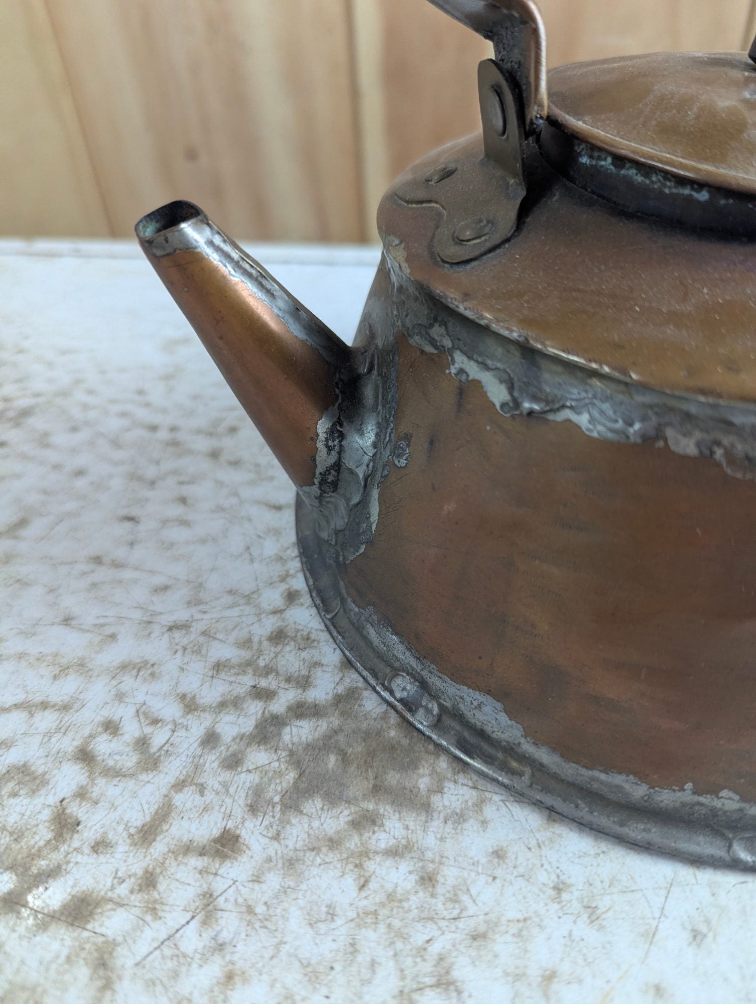 Antique Rustic Handmade Copper Kettle