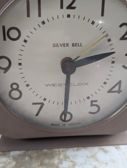 Vintage Westclox Silver Bell Wind-up Bedside Alarm Clock