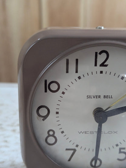 Vintage Westclox Silver Bell Wind-up Bedside Alarm Clock