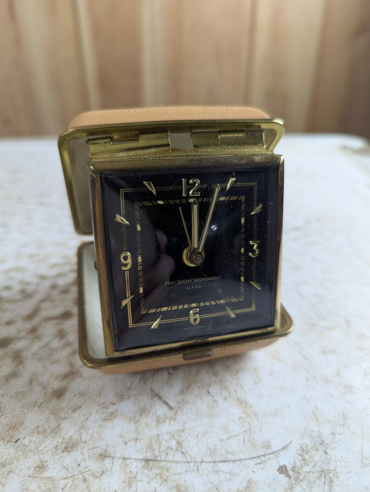 Vintage Fisher Wind-up Travel Alarm Clock in Case