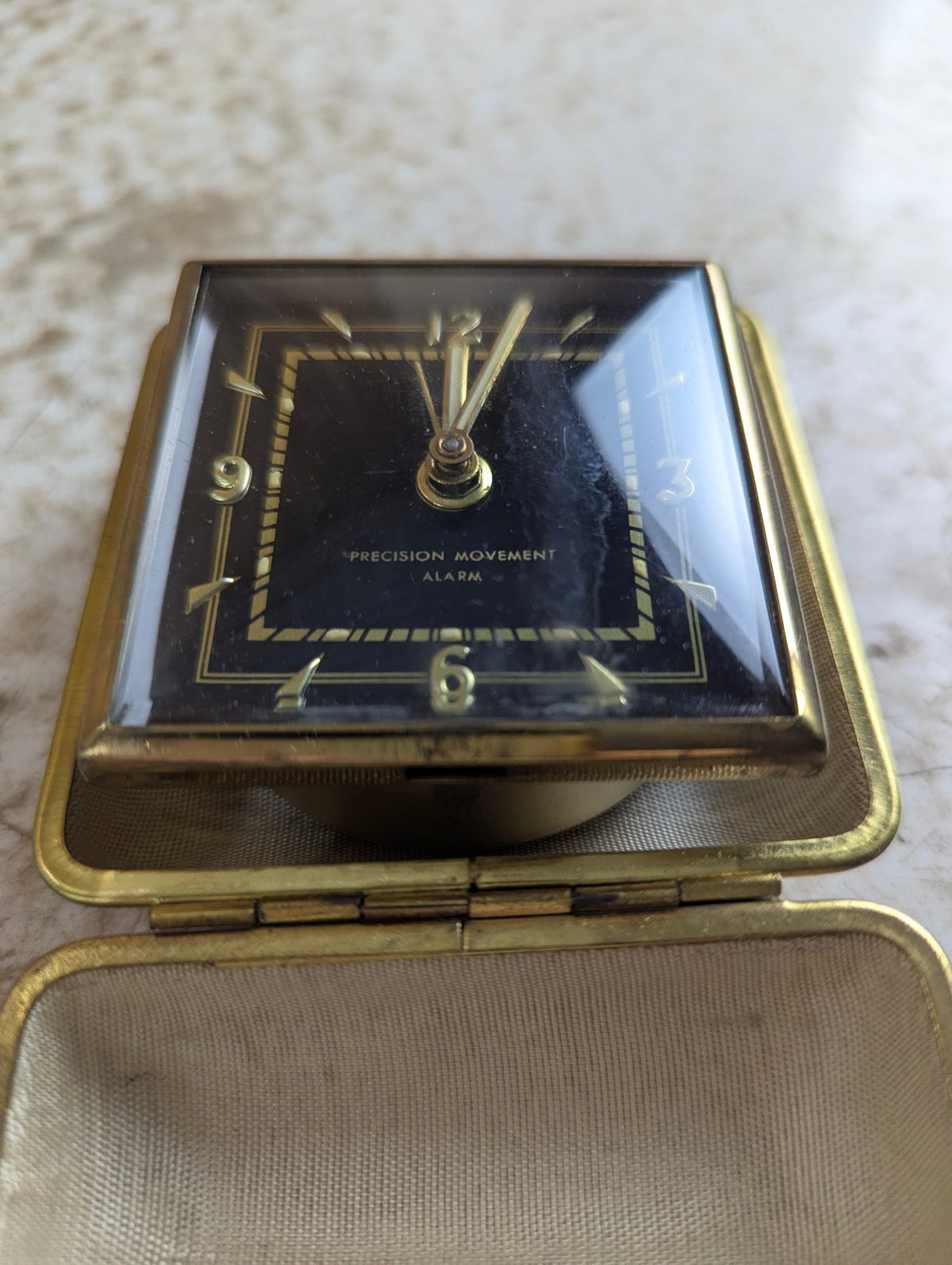 Vintage Fisher Wind-up Travel Alarm Clock in Case