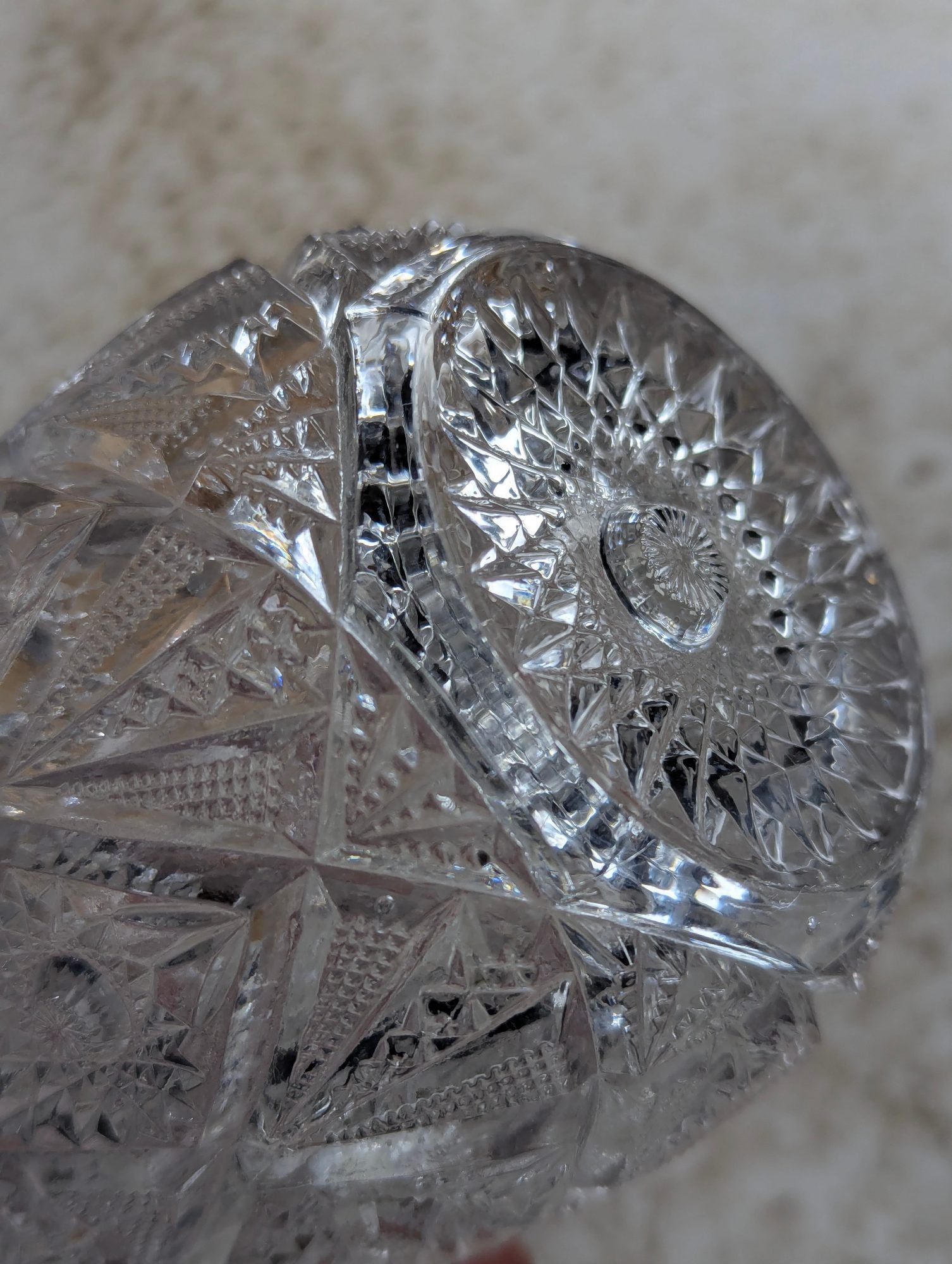 Antique Manganese Cut Crystal Glass Jar with Lid