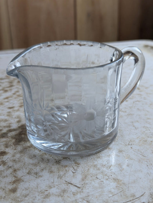 Antique Etched Manganese Glass Creamer