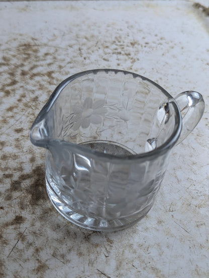 Antique Etched Manganese Glass Creamer