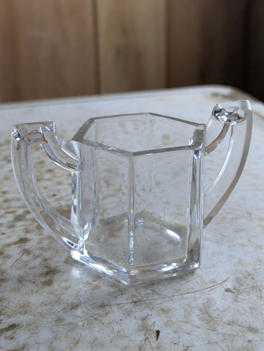 Antique Art Deco Krys-tol 6-Sided Sugar Bowl Manganese Glass