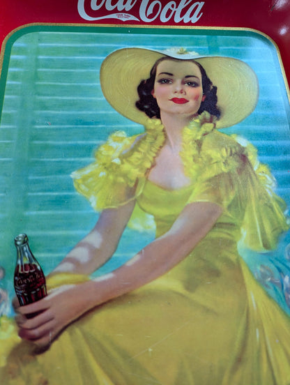1938 French Canadian "Girl at Shade" Coca-Cola Tray