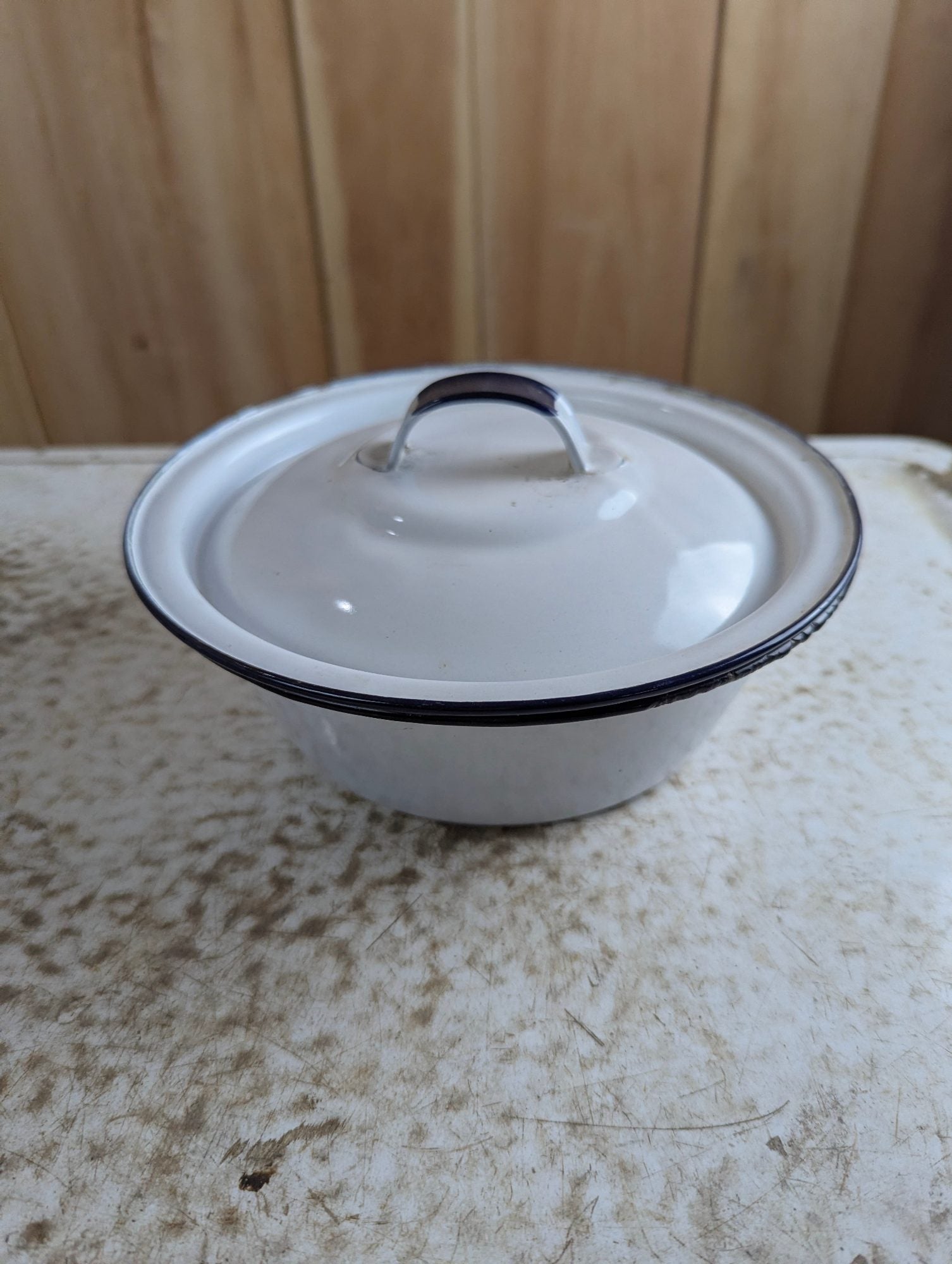 Vintage 8" Enamelware Pot with Lid