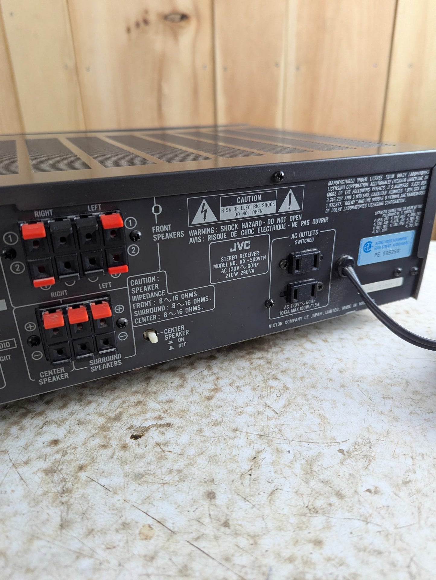 JVC RX-509V Digital Surround Receiver with Phono Input - Tested and Working