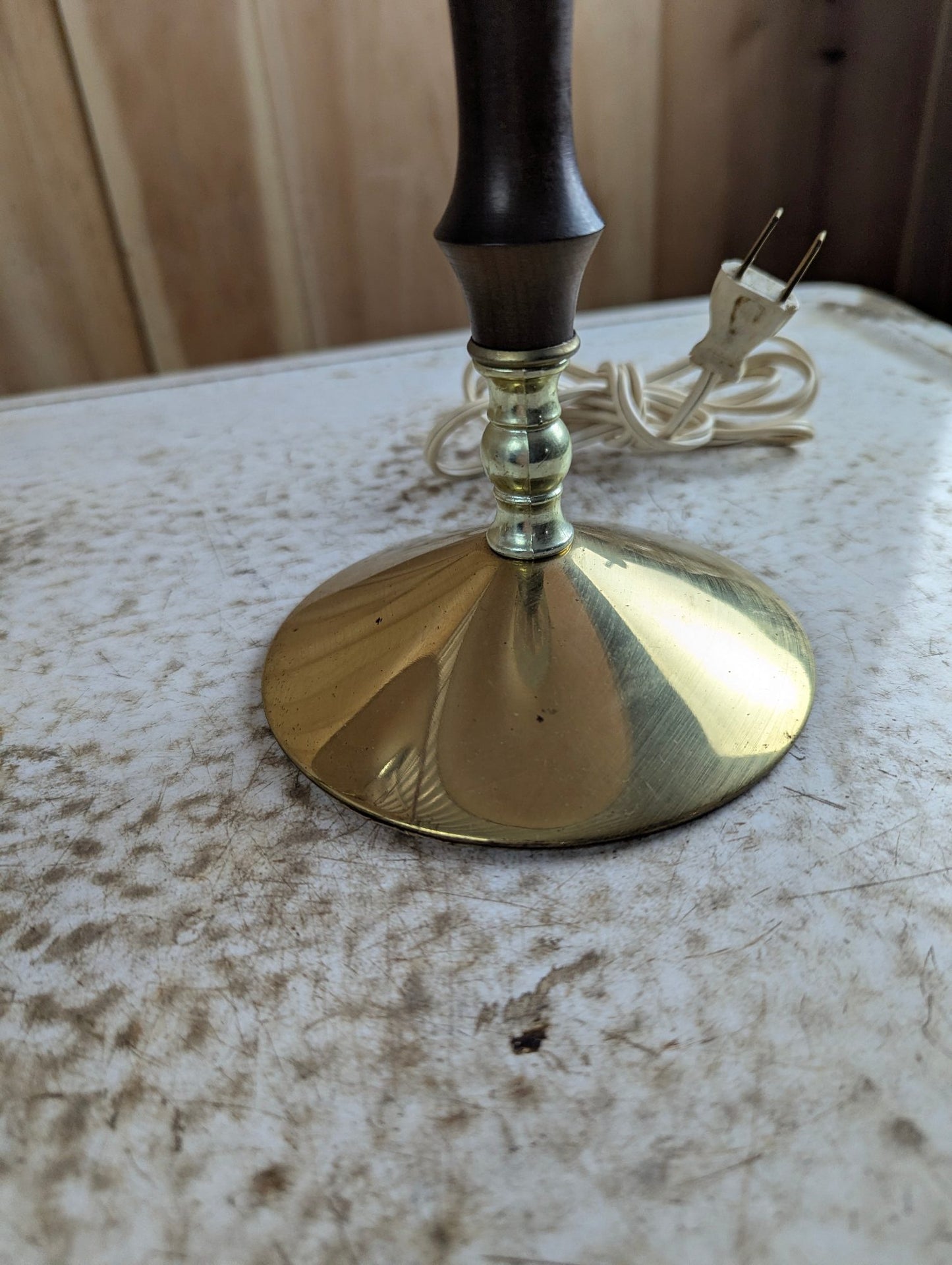 Vintage Pair of 18" Wood and Glass Table Lamps
