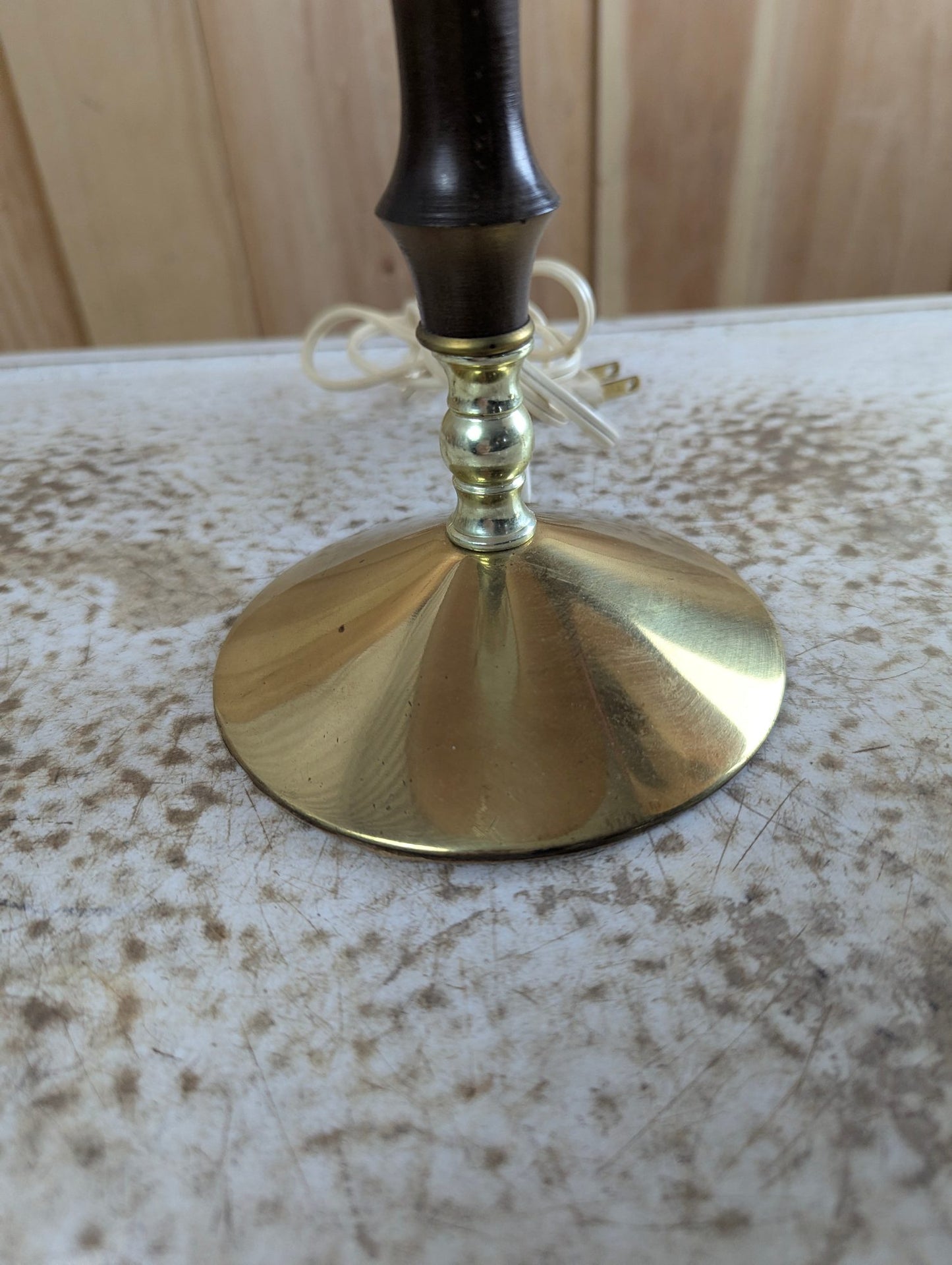 Vintage Pair of 18" Wood and Glass Table Lamps