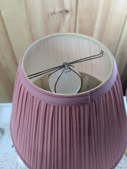 Vintage Pair of 18" Wood and Glass Table Lamps