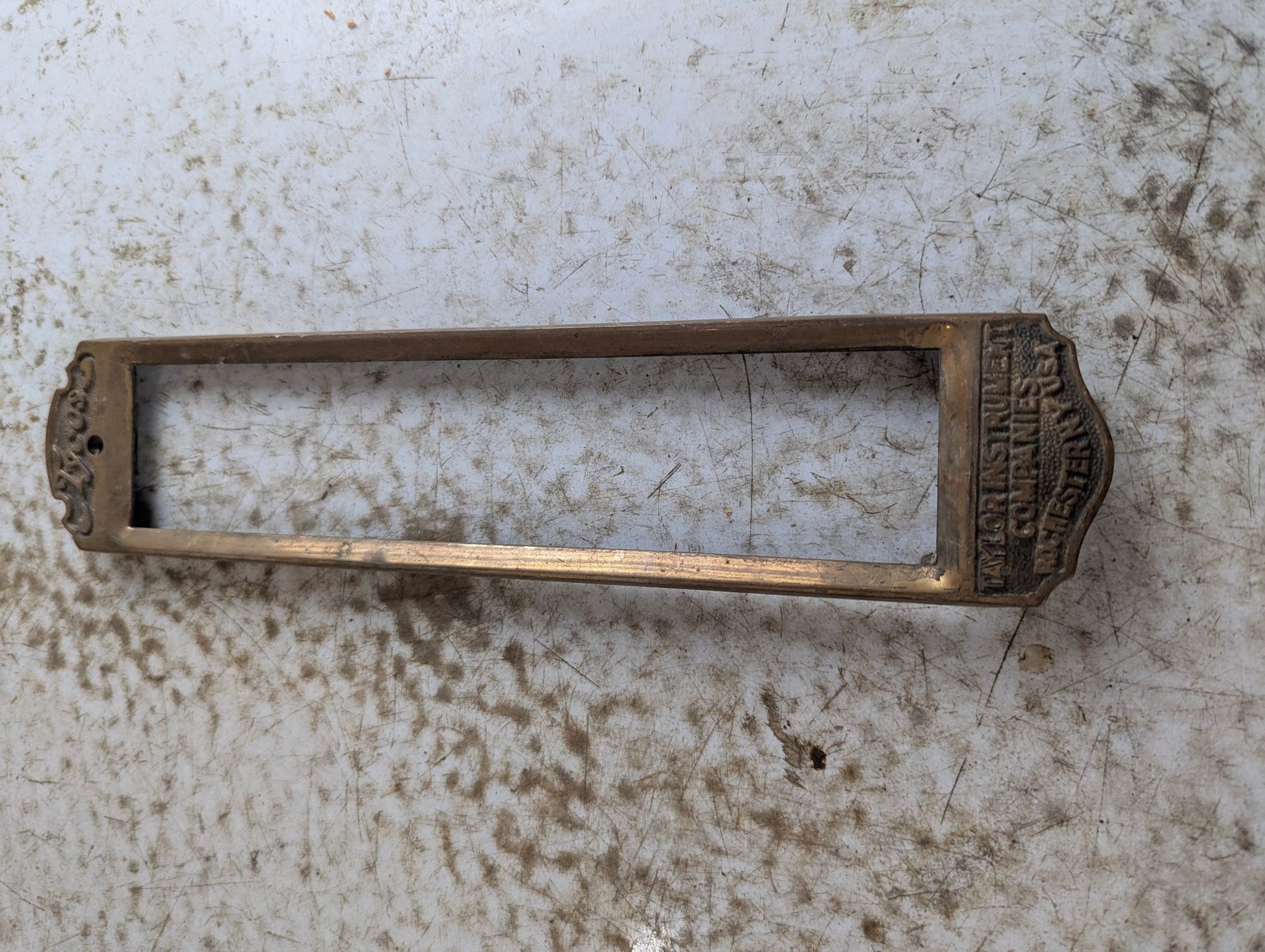 Antique Brass Taylor Instruments Temperature Guage Frame