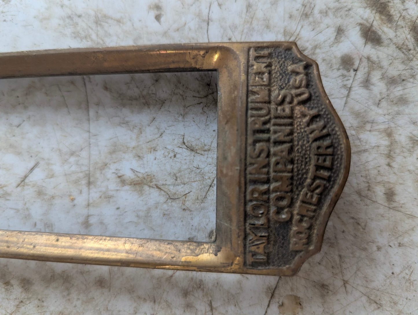 Antique Brass Taylor Instruments Temperature Guage Frame
