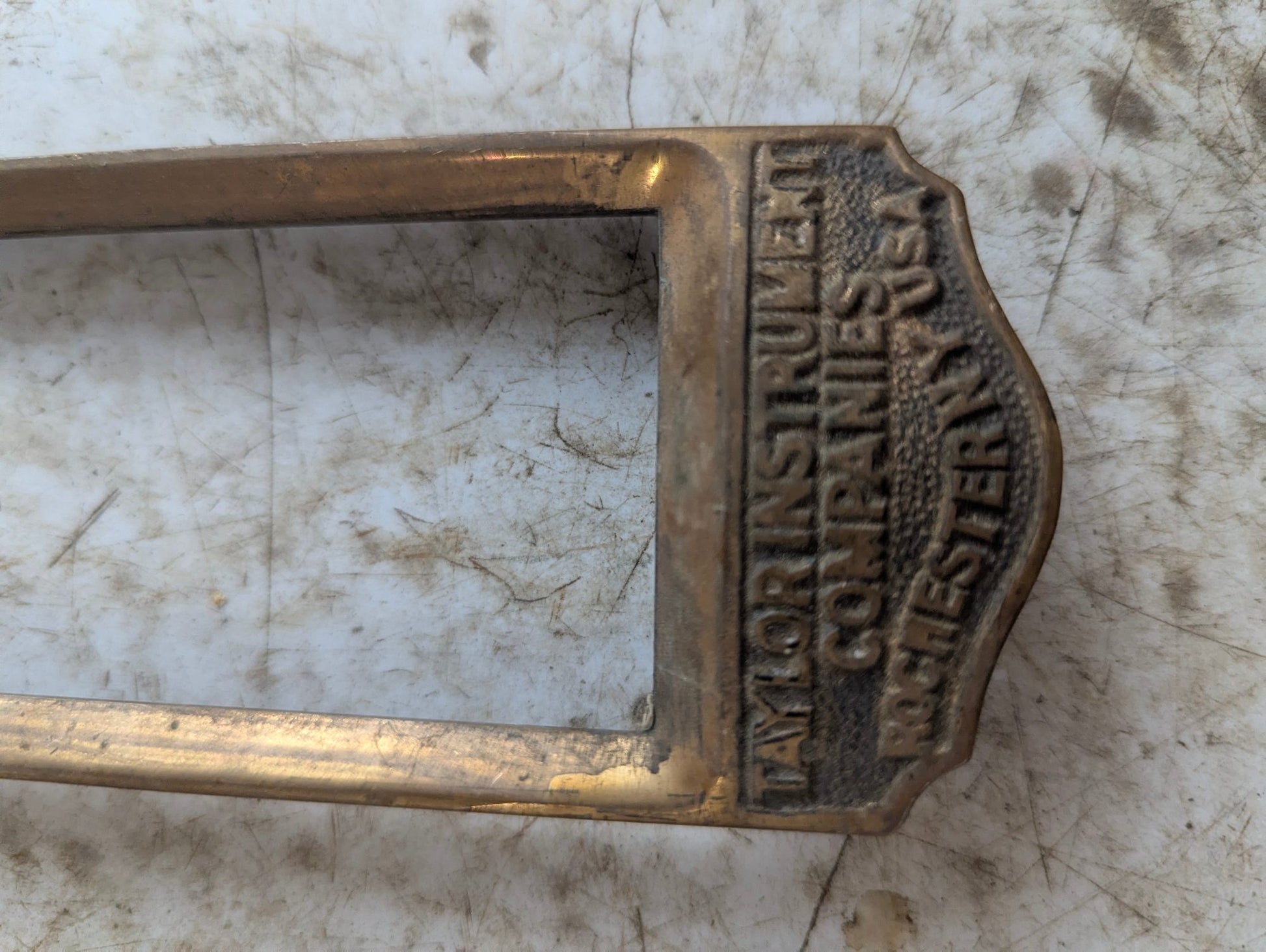 Antique Brass Taylor Instruments Temperature Guage Frame