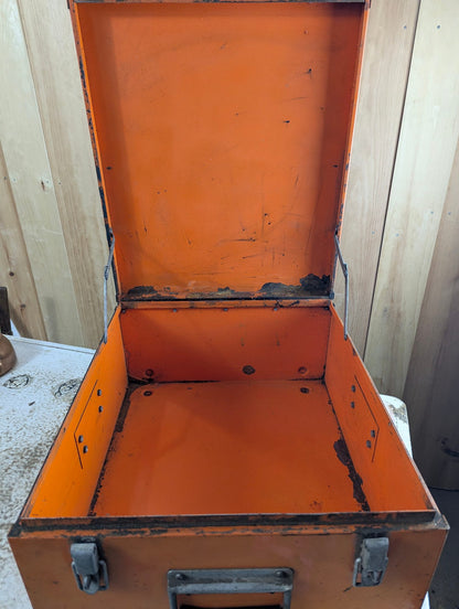 Vintage 19.5" x 17" 9" Orange Metal Equipment Box