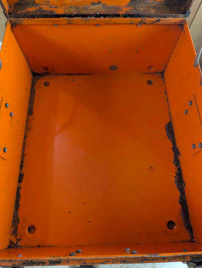 Vintage 19.5" x 17" 9" Orange Metal Equipment Box
