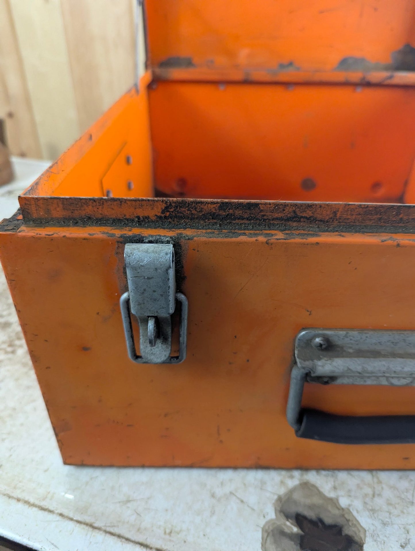 Vintage 19.5" x 17" 9" Orange Metal Equipment Box